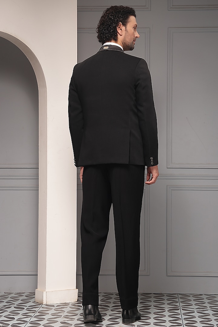 Black Premium Suiting Fabric Tuxedo Set by Soniya G Men at Pernia's Pop Up Shop
