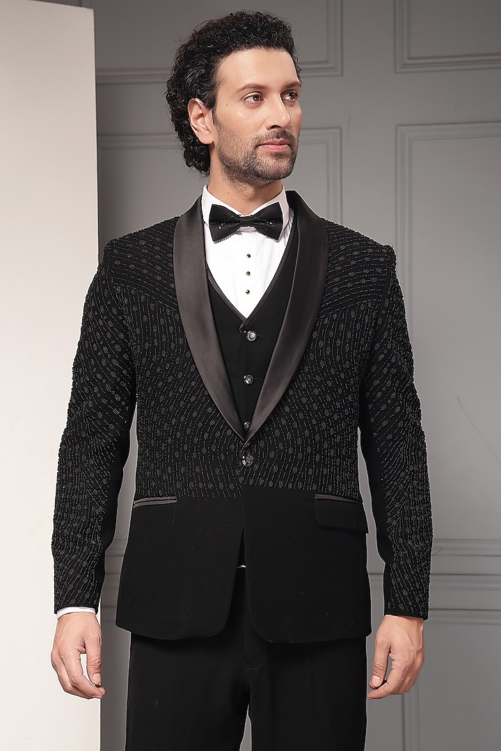 Black Premium Suiting Tuxedo Set by Soniya G Men at Pernia's Pop Up Shop