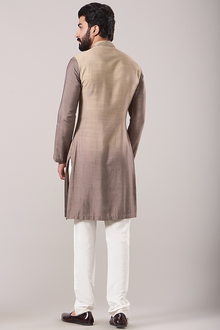 Brown Silk Ombre Kurta Set by Soniya G Men at Pernia's Pop Up Shop