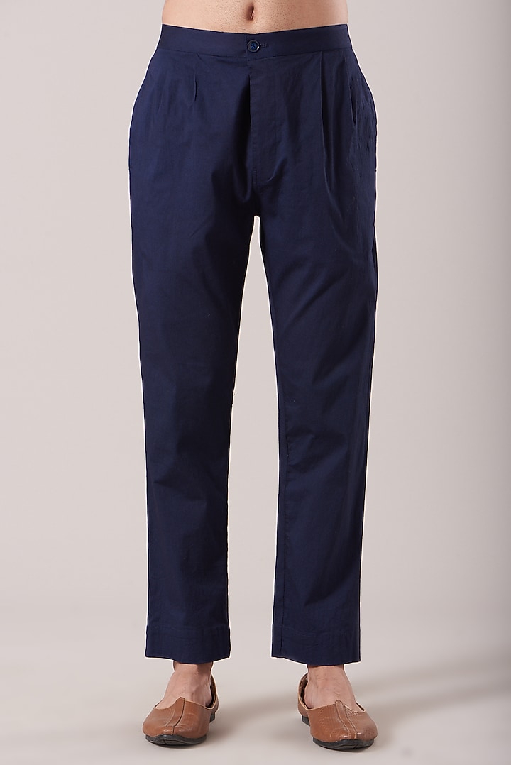 Midnight Blue Kurta Set With Jacket by Soniya G Men at Pernia's Pop Up Shop