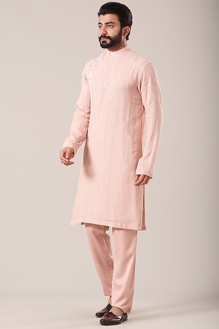 Baby Pink Lucknowi Kurta Set by Soniya G Men at Pernia's Pop Up Shop