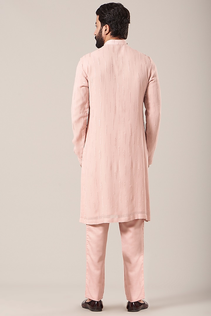 Baby Pink Lucknowi Kurta Set by Soniya G Men at Pernia's Pop Up Shop