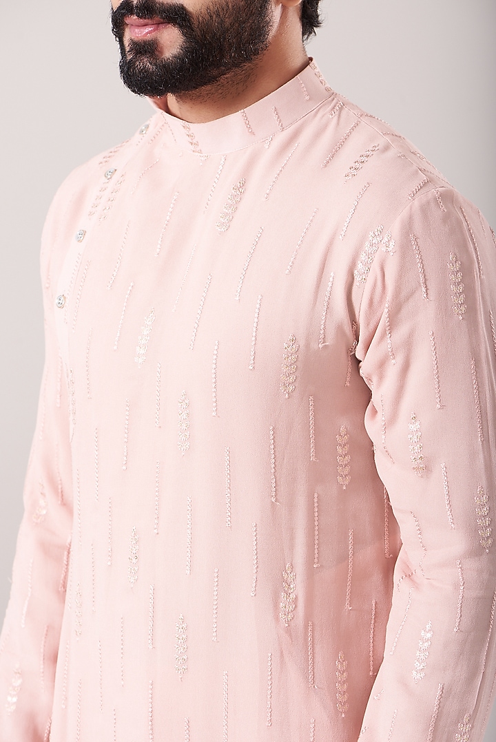 Baby Pink Lucknowi Kurta Set by Soniya G Men at Pernia's Pop Up Shop
