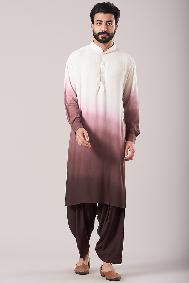 Wine Lucknowi Bundi Jacket Set by Soniya G Men at Pernia's Pop Up Shop