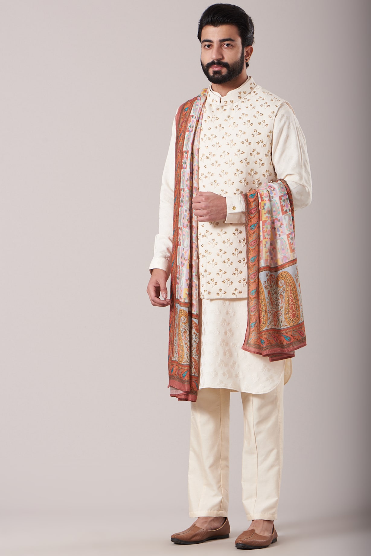 Punjabi Kurta With Shawl Pathani Kurta Pajama With Shawl Black