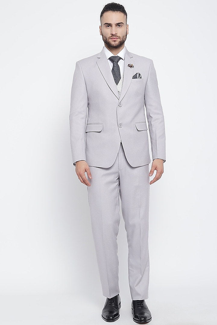 Grey Suit Set With Tie by Soniya G Men