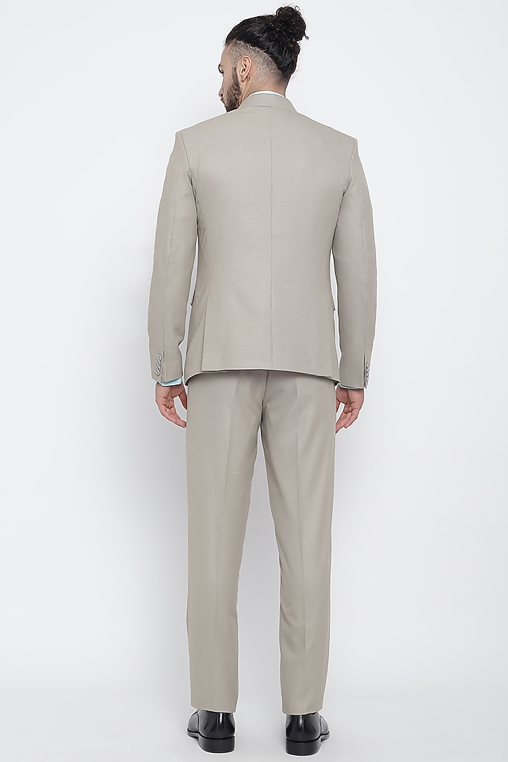 Royal Beige Woolen Suit Set With Tie by Soniya G Men at Pernia's Pop Up Shop