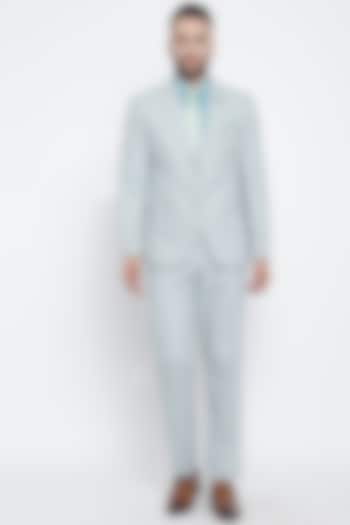 Iceberg Grey Woolen Blend Suit Set With Tie by Soniya G Men