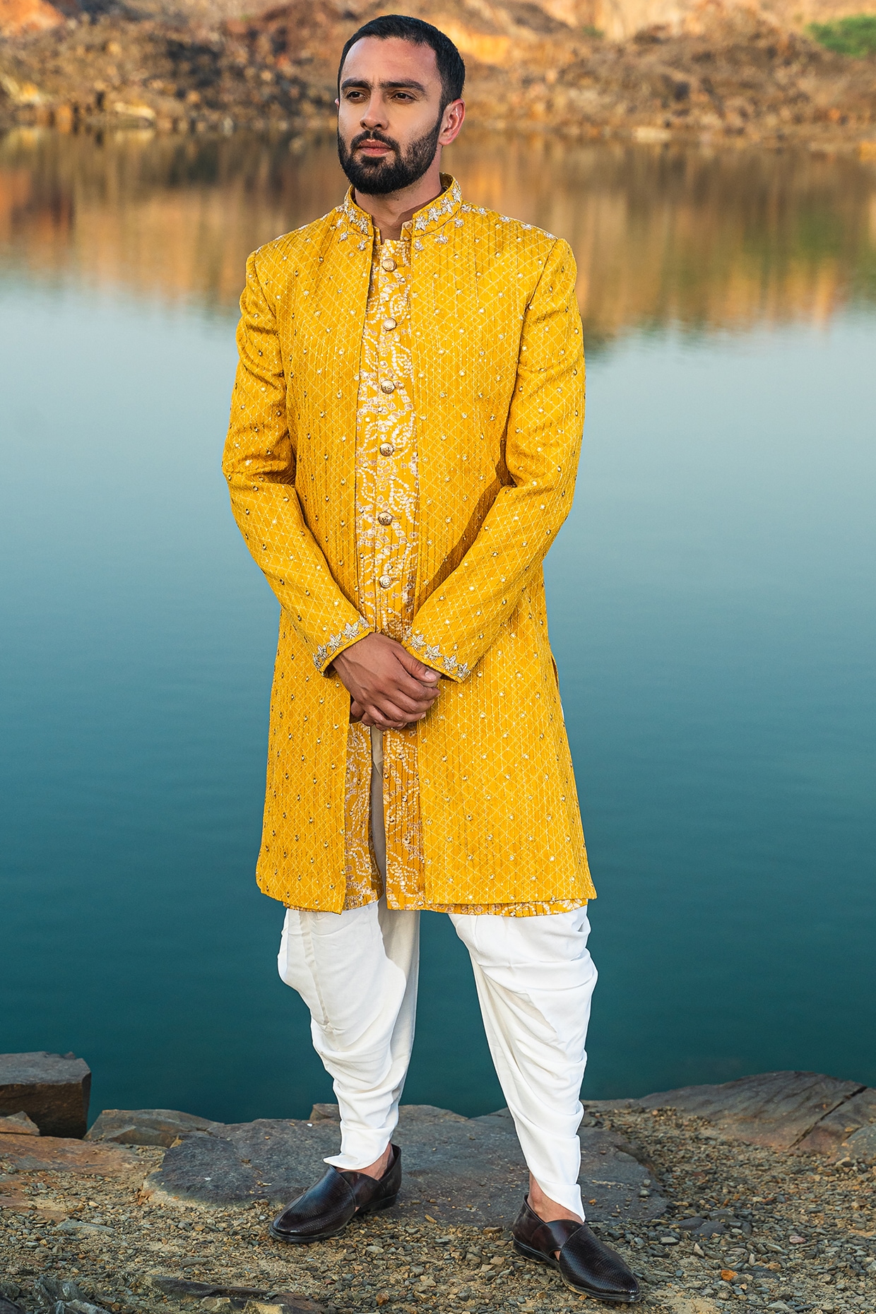 Yellow sherwani 2025 for groom