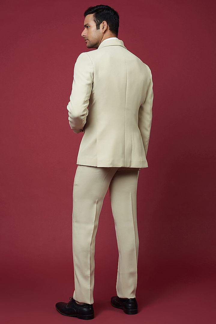 Cream Italian Crepe Embellished Tuxedo Set by Soniya G Men at Pernia's Pop Up Shop