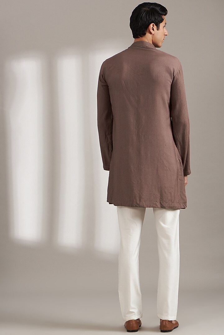 Coffee Brown Handmade Cotton Kurta Set by Soniya G Men at Pernia's Pop Up Shop