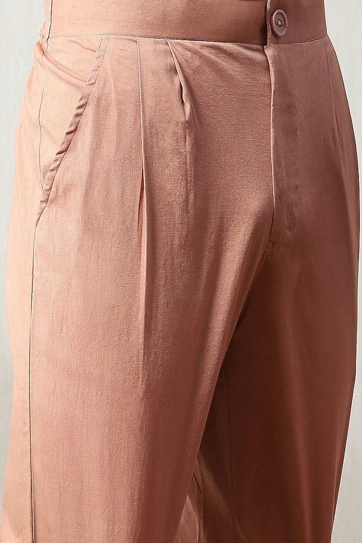 Peach Silk Hand Embroidered Wedding Indowestern Set by Soniya G Men at Pernia's Pop Up Shop
