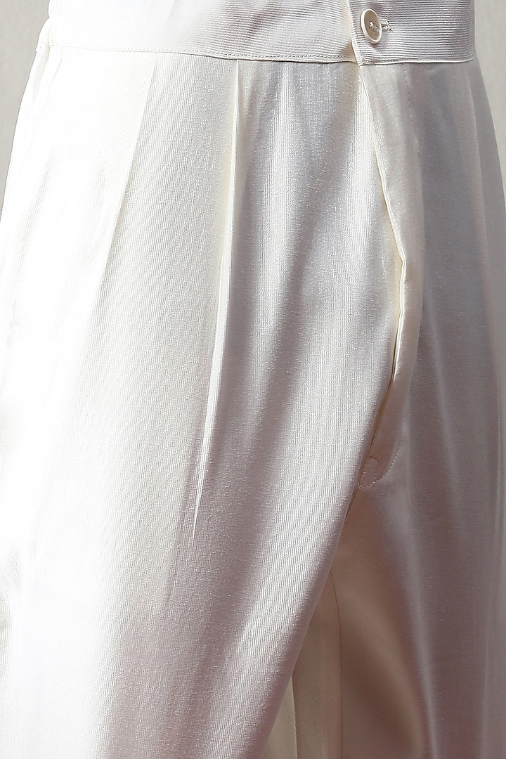 Off-White Silk Thread Work Wedding Indowestern Set by Soniya G Men at Pernia's Pop Up Shop