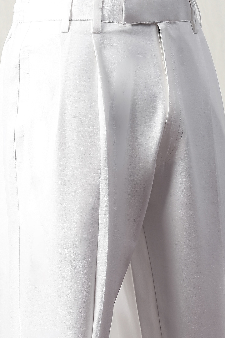 Off-White Handloom Embroidered Wedding Indowestern Set by Soniya G Men at Pernia's Pop Up Shop