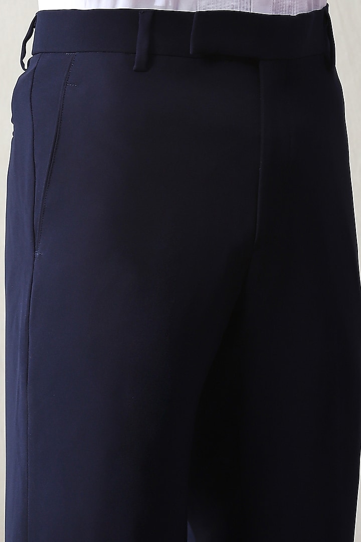 Navy Blue Velvet Silk Handwork Tuxedo Set by Soniya G Men at Pernia's Pop Up Shop