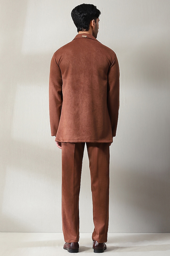 Rust Corduroy Velvet Swarovski Embellished Co-Ord Set by Soniya G Men at Pernia's Pop Up Shop