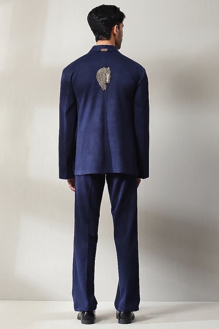 Violet Blue Corduroy Velvet Co-Ord Set by Soniya G Men at Pernia's Pop Up Shop
