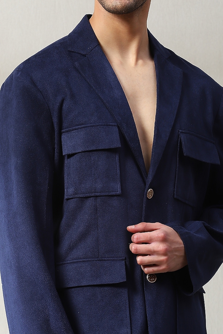 Violet Blue Corduroy Velvet Co-Ord Set by Soniya G Men at Pernia's Pop Up Shop