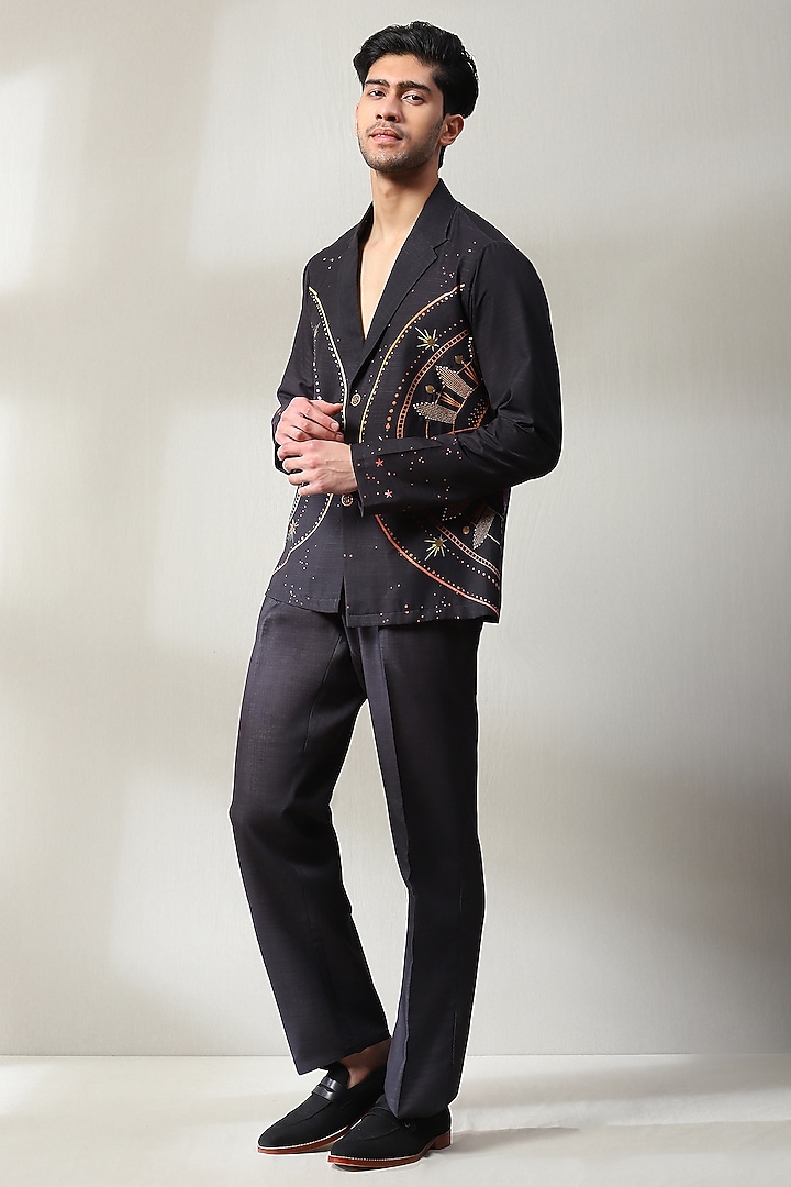 Black Cotton Printed Co-Ord Set by Soniya G Men at Pernia's Pop Up Shop