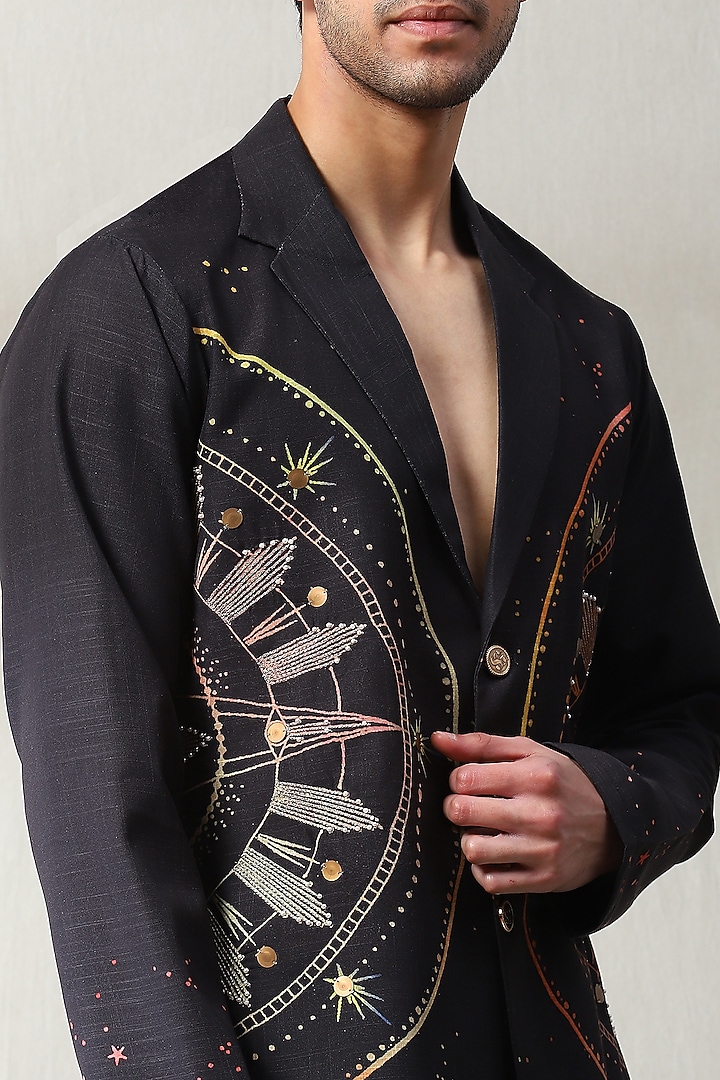 Black Cotton Printed Co-Ord Set by Soniya G Men at Pernia's Pop Up Shop