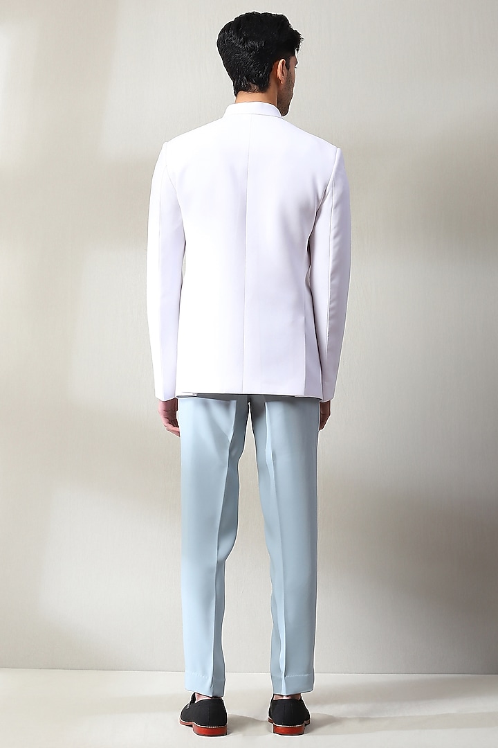White Imported Fabric Hand Embellished Jodhpuri Set by Soniya G Men at Pernia's Pop Up Shop