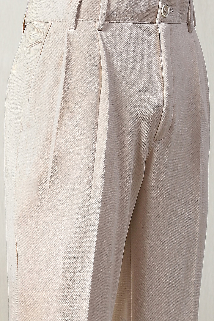 Ivory Corduroy Velvet Swarovski Embellished Co-Ord Set by Soniya G Men at Pernia's Pop Up Shop