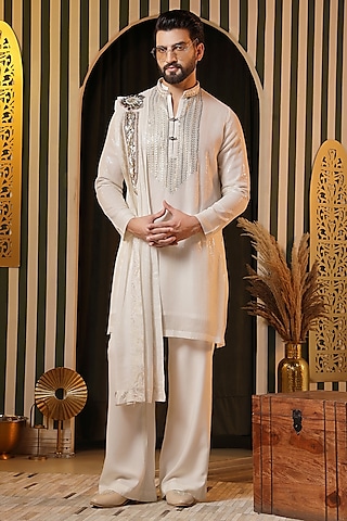 Buy Soniya G Men Sky Blue Sequins Embroidered Kurta Set At Pernia'sPopUpShopMen 2025