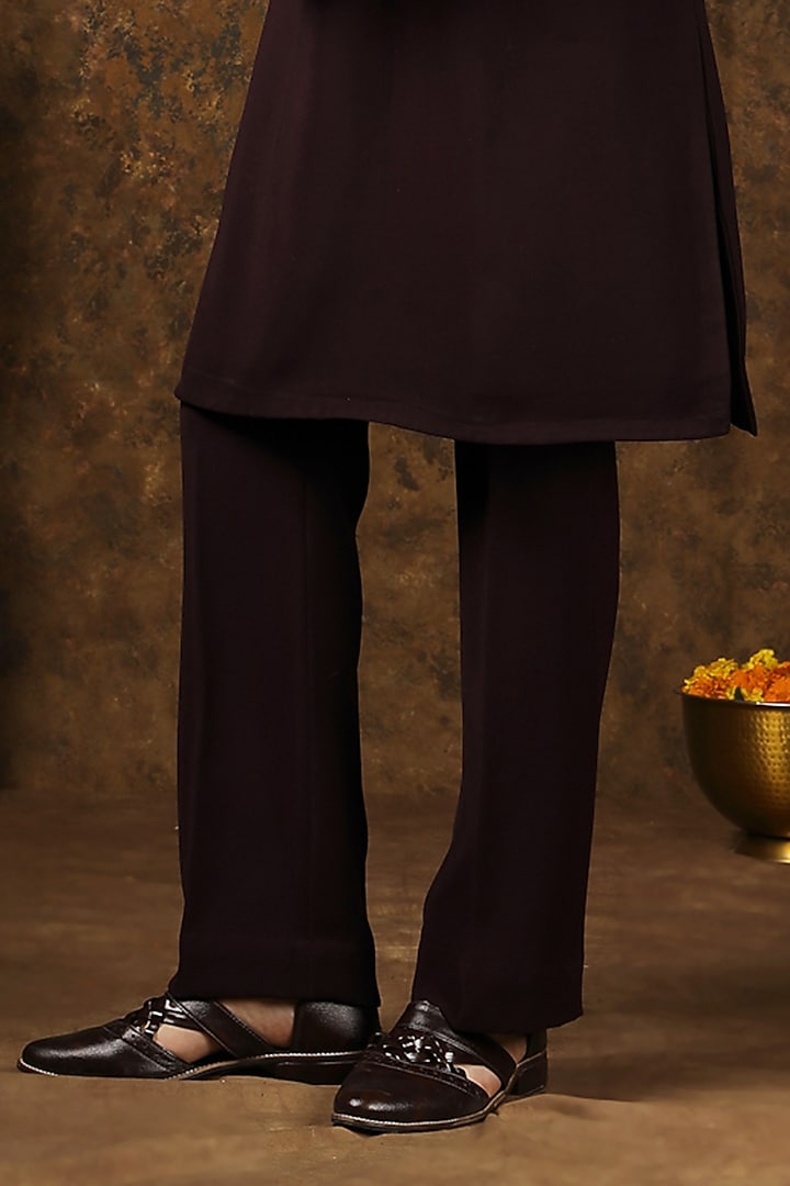 Brown Japanese Fabric Threadwork Kurta Set by Soniya G Men at Pernia's Pop Up Shop