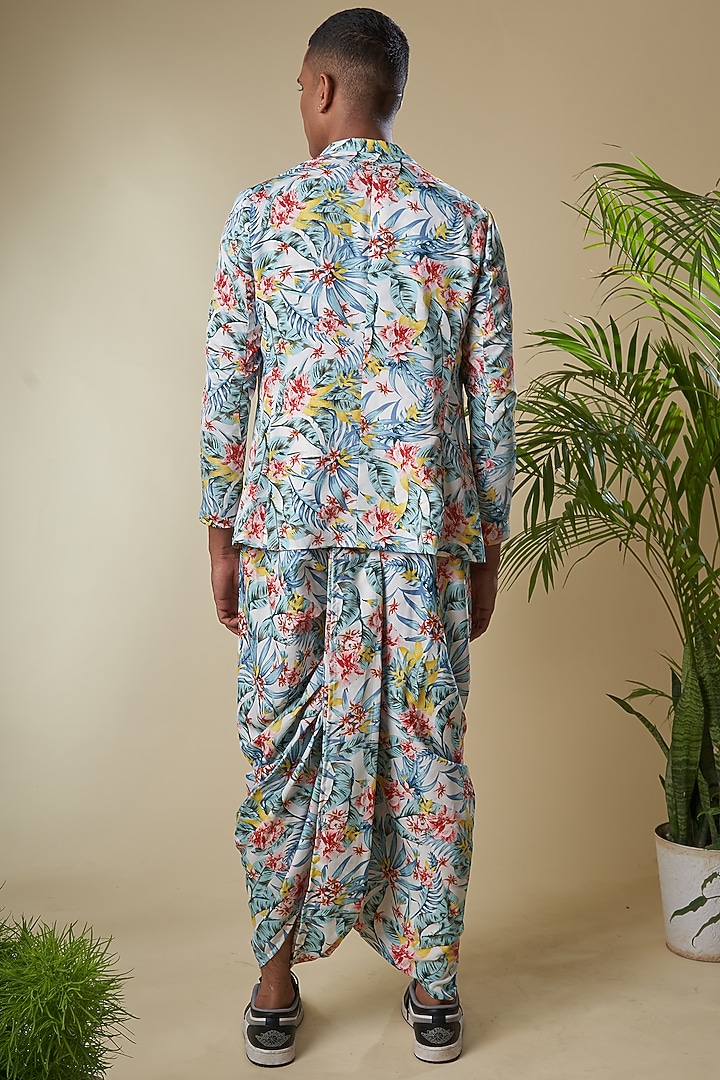Multi-Colored Cotton Tropical Printed Jacket Set by Soniya G Men at Pernia's Pop Up Shop