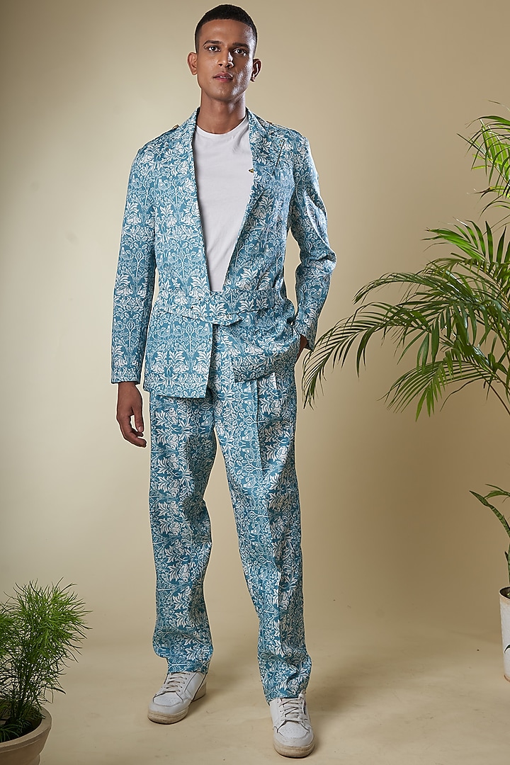 Sky Blue Printed Pant Set by Soniya G Men at Pernia's Pop Up Shop