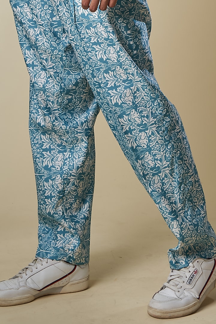 Sky Blue Printed Pant Set by Soniya G Men at Pernia's Pop Up Shop