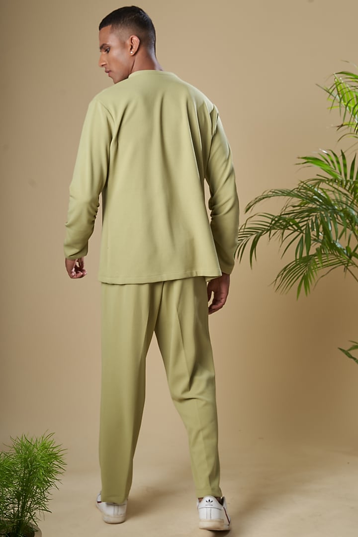 Pastel Green Cotton Lycra Pant Set by Soniya G Men at Pernia's Pop Up Shop