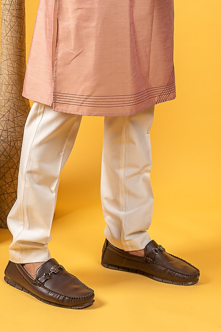 Carrot-Colored Lucknowi Thread Work Bundi Jacket Set by Soniya G Men at Pernia's Pop Up Shop