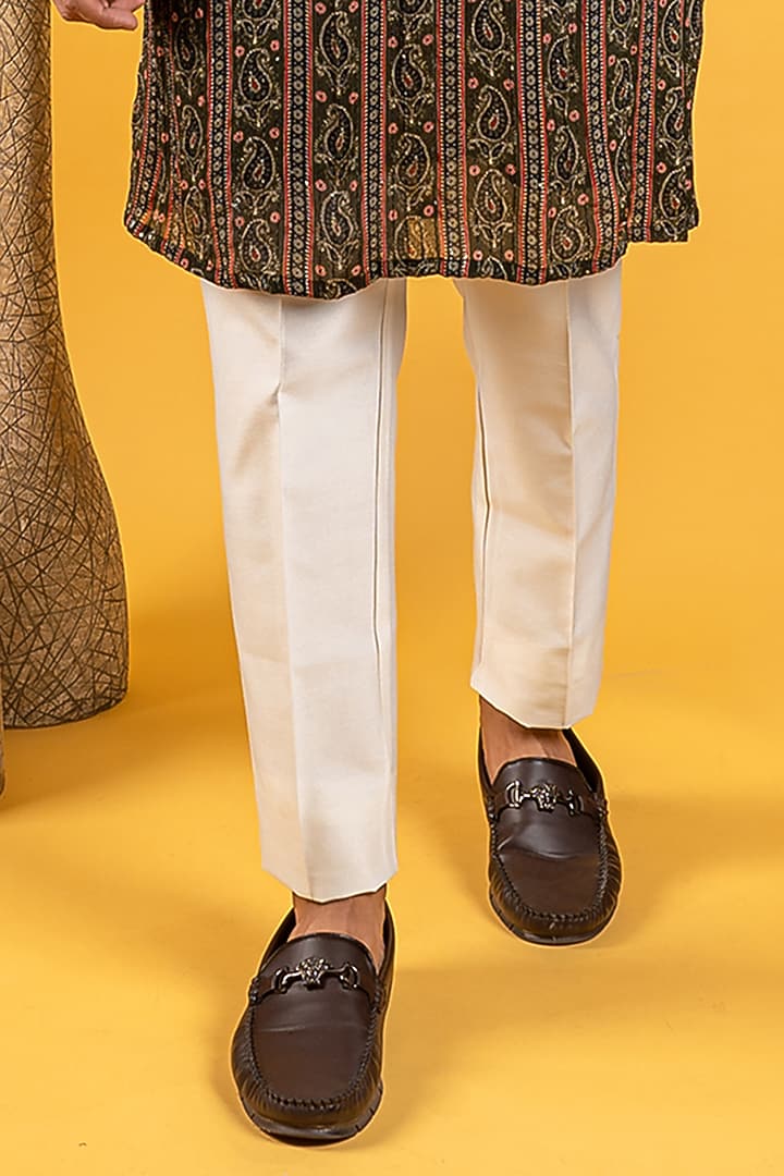 Brown Silk Printed Bundi Jacket Set by Soniya G Men at Pernia's Pop Up Shop