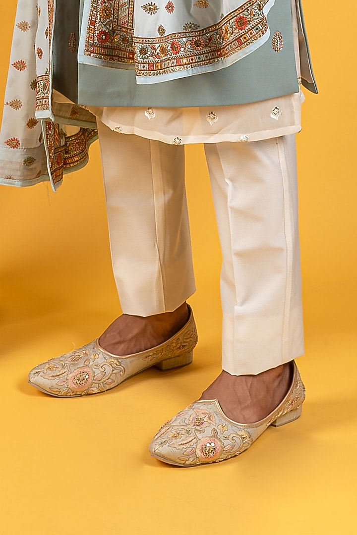Duckegg Blue Crepe Wedding Sherwani Set by Soniya G Men at Pernia's Pop Up Shop