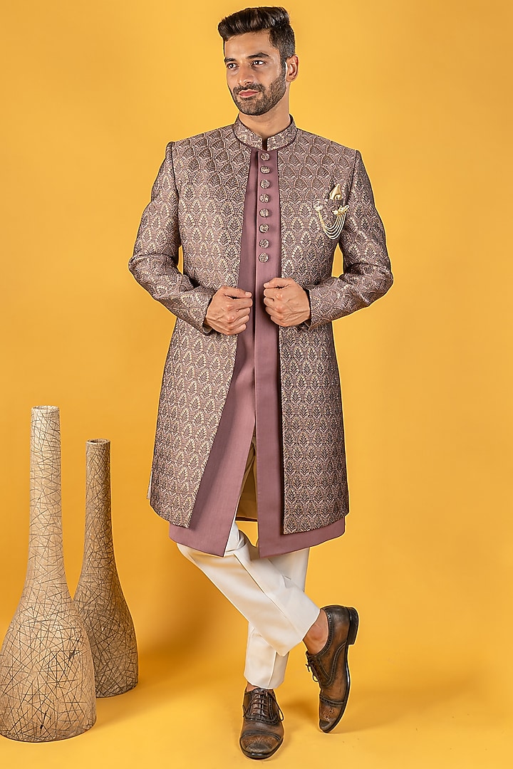 Multi-Colored Printed Indo-Western Jacket Set by Soniya G Men