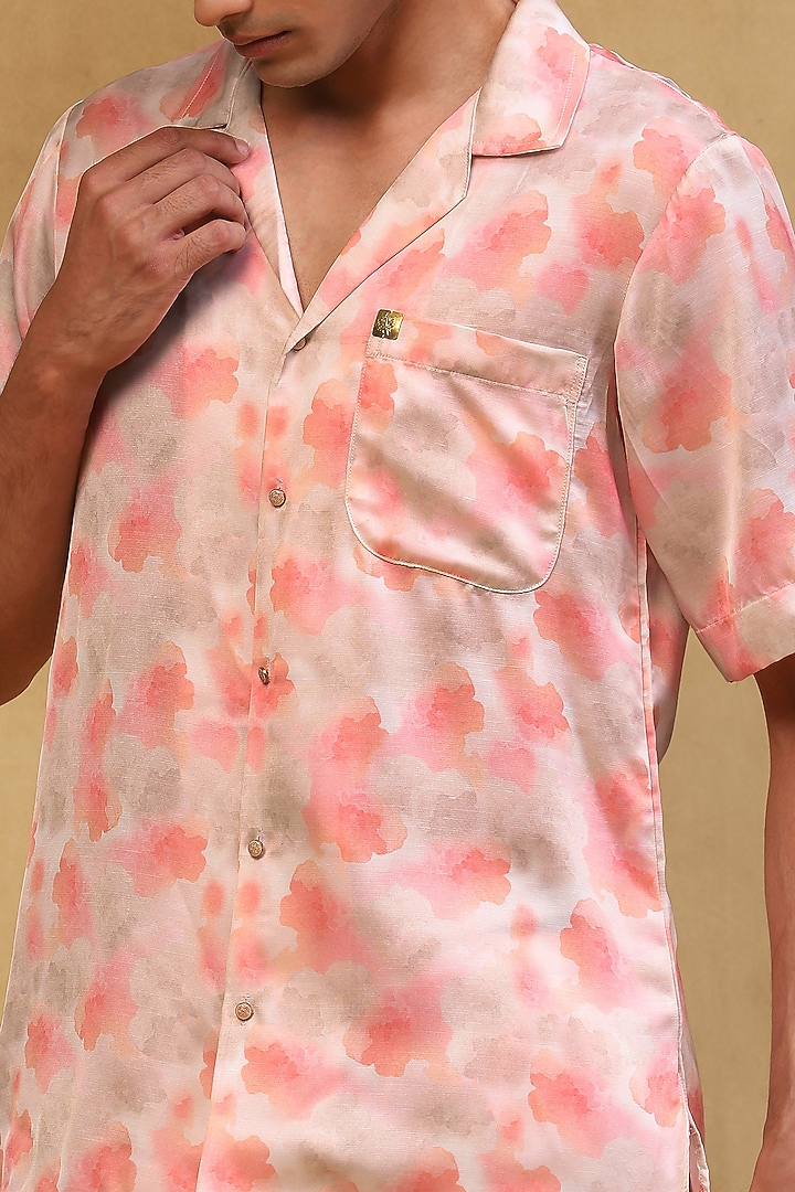 Rose Pink Cotton Satin Printed Co-Ord Set by Soniya G Men at Pernia's Pop Up Shop