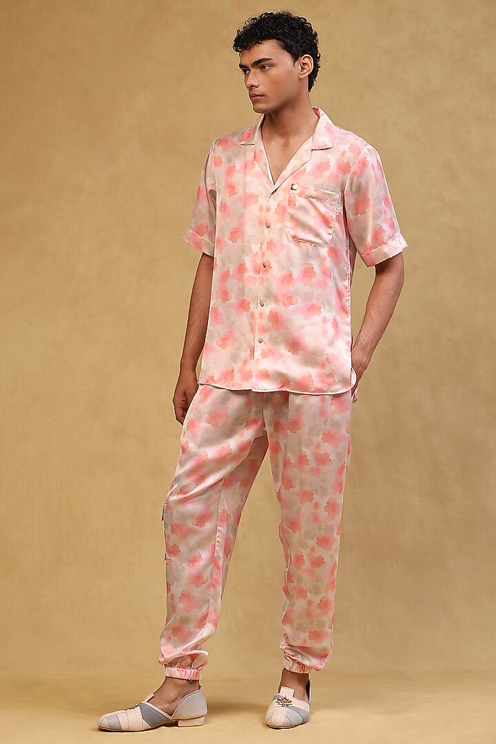 Rose Pink Cotton Satin Printed Co-Ord Set by Soniya G Men at Pernia's Pop Up Shop