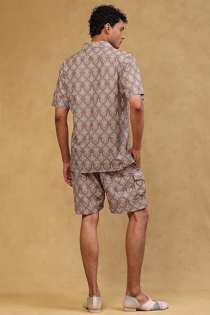 Rust Cotton Satin Printed Co-Ord Set by Soniya G Men at Pernia's Pop Up Shop