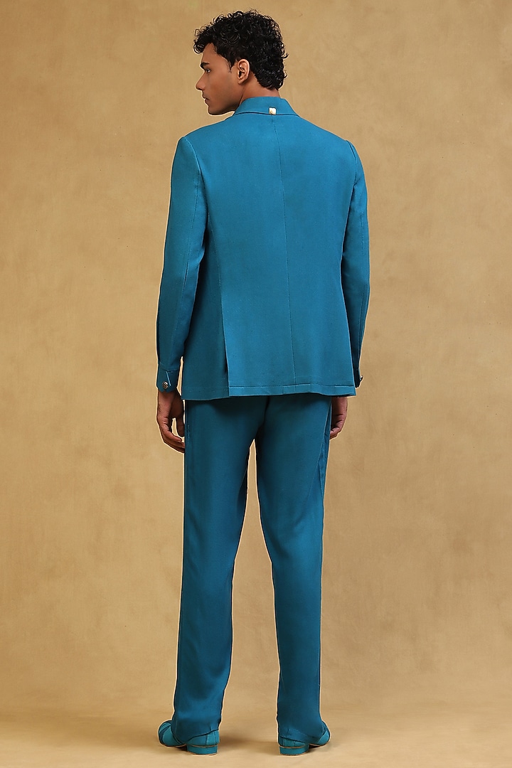 Turquoise Crepe Co-Ord Set by Soniya G Men at Pernia's Pop Up Shop