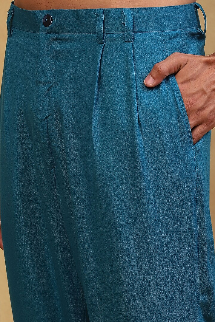 Turquoise Crepe Co-Ord Set by Soniya G Men at Pernia's Pop Up Shop