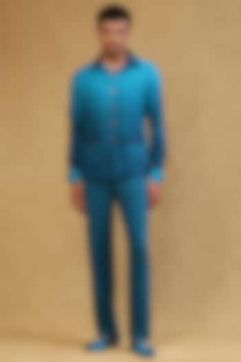 Turquoise Ombre Cotton Co-Ord Set by Soniya G Men at Pernia's Pop Up Shop