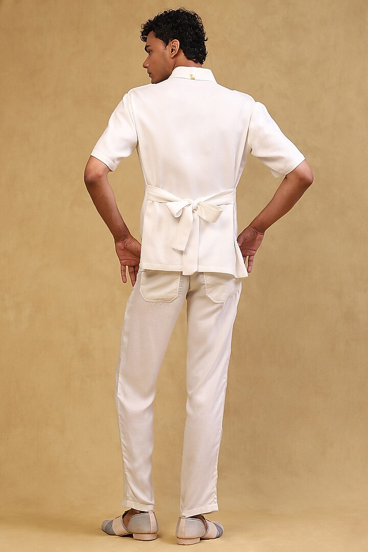 Ivory Crepe Co-Ord Set by Soniya G Men at Pernia's Pop Up Shop