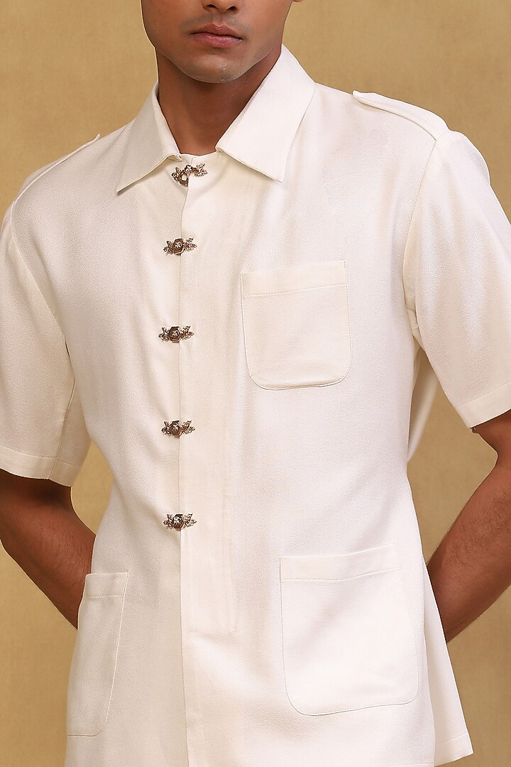 Ivory Crepe Co-Ord Set by Soniya G Men at Pernia's Pop Up Shop
