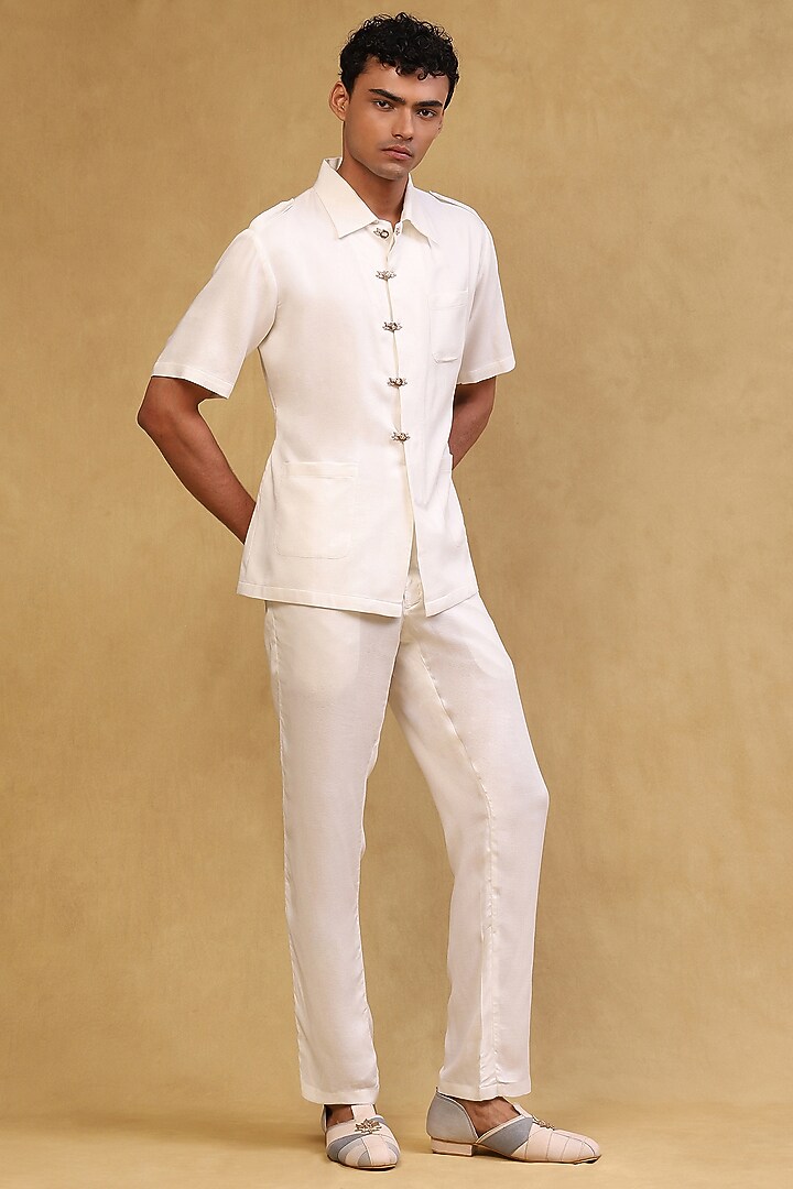Ivory Crepe Co-Ord Set by Soniya G Men at Pernia's Pop Up Shop