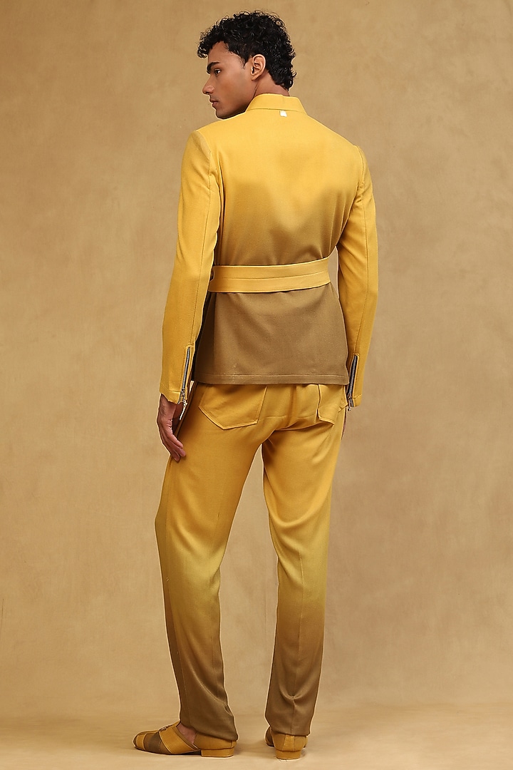 Mustard Yellow Ombre Crepe Co-Ord Set by Soniya G Men at Pernia's Pop Up Shop