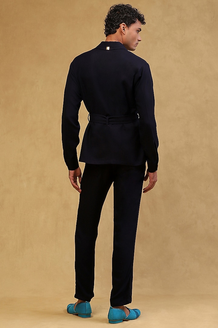 Navy Blue Crepe Co-Ord Set by Soniya G Men at Pernia's Pop Up Shop