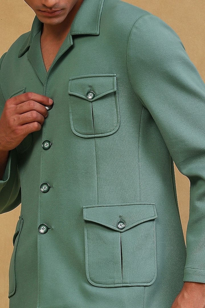 Emerald Green Viscose Lycra Co-Ord Set by Soniya G Men at Pernia's Pop Up Shop