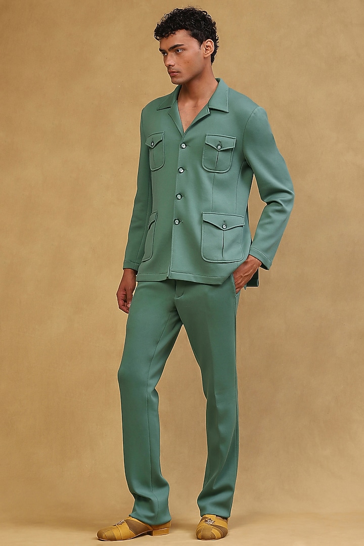 Emerald Green Viscose Lycra Co-Ord Set by Soniya G Men at Pernia's Pop Up Shop