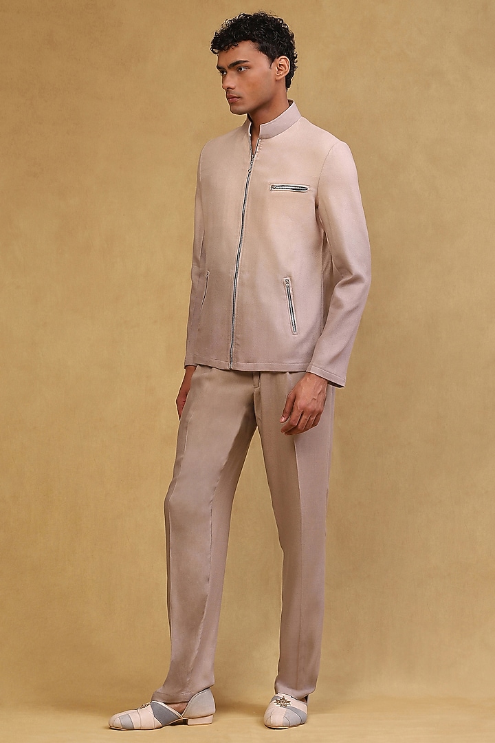 Beige-Ash Grey Ombre Crepe Co-Ord Set by Soniya G Men at Pernia's Pop Up Shop